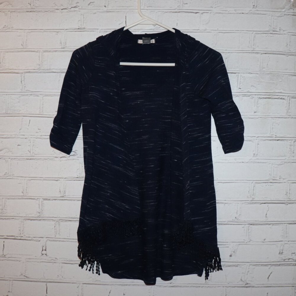 💙 Self‑Esteem Hooded Fringe Cardigan · Women’s Small